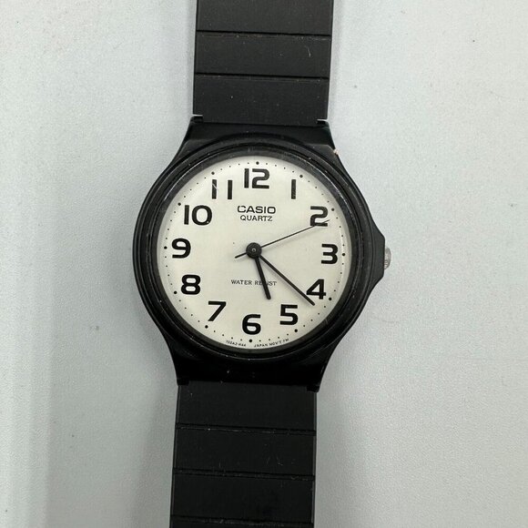 3/$30 Casio Watch Men Women All Black White Dial 33MM Round Dial  9" - Picture 3 of 13